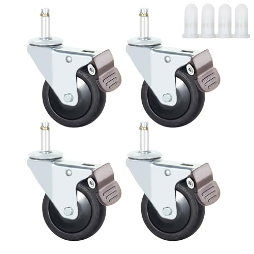 Stem Casters, 7/16" x 1-3/8" 500 Lbs Casters (Without Brake, 2 Inch) - color: With Brake, size: 2 inch