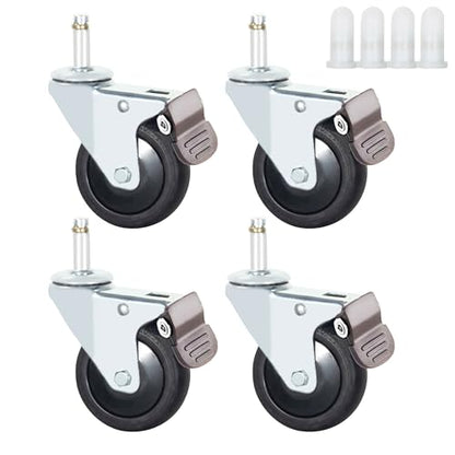 Stem Casters, 7/16" x 1-3/8" 500 Lbs Casters (Without Brake, 2 Inch) - color: With Brake, size: 2 inch
