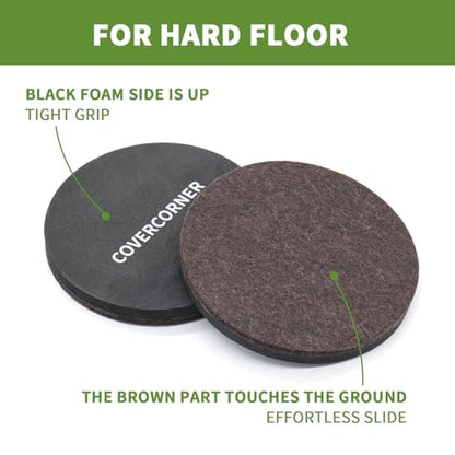 2 in 1 Furniture Sliders, 8 PCS in 4 1/4" or 4 3/4", Brown - size: 8 PCS 4 1/4 inch Brown