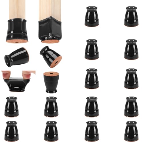 CHUNZEXI 16 Pack Silicone Chair Leg Floor Protectors for Hardwood Floors - color: Black-16pack, size: Universal XS