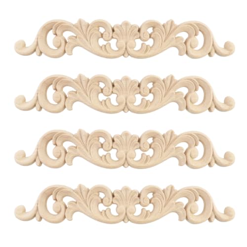 Wood Carved Onlays Appliques (Style3,4 pcs) - style: Style3,4 pcs