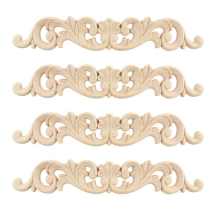 Wood Carved Onlays Appliques (Style3,4 pcs) - style: Style3,4 pcs