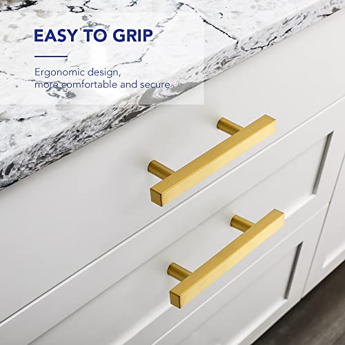 Ravinte Hardware Gold Cabinet Handles Drawer Pulls 3 Inch CC 25 Pack - color: Gold Square T-Shaped, size: 3" Hole Center