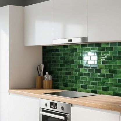 Art3d 10-Pack Subway Tiles Peel and Stick Backsplash, Green, 12 x 12 Inch - color: Green