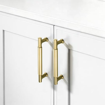 SAILING 10 Pack Cabinet Pulls-5 Inch/128mm Kitchen Cabinet Handles Polished Gold Cabinet Pulls for Bathroom Dresser Pulls Hardware Cabinet Handles SA10185 - color: Polished Gold, size: 5"(128mm)Hole Center-10Pcs