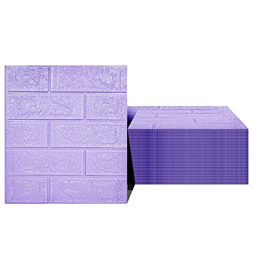 3D Wall Panels Peel and Stick, 58 Sq Ft Coverage, Faux Brick Purple - color: Purple, size: 58 Sq Ft Coverage