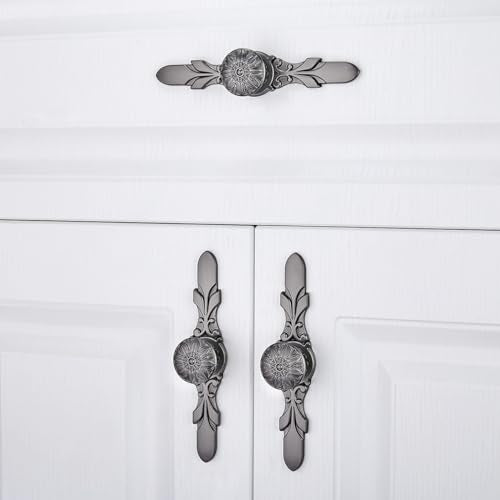 10Set Cabinet Knobs & Back plate, Gunmetal Grey Drawer Hardware for Kitchen - color: Gunmetal Grey