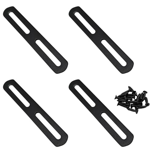4 PCS 7.8" Black Flat Mending Plate Support with Slots, Straight Stainless Steel Repair Plates Brace Heavy Duty Thicken Fixing Bracket Connector Hardware with Screws(7.8"x0.78")