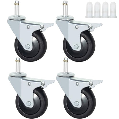 Stem Casters, 7/16" x 1-3/8" Swivel Casters (With Brake, 3 Inch) - color: With Brake, size: 3 Inch