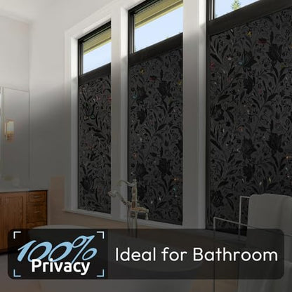 rabbitgoo Total Blackout Window Film, Black Privacy Cling, 17.5" x 78.7" - color: Black, size: 17.5" x 78.7"