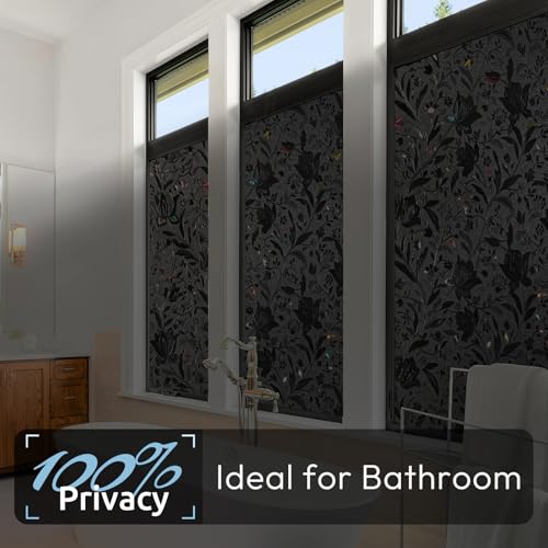 rabbitgoo Total Blackout Window Film, Black Privacy Cling, 17.5" x 118.1" - color: Black, size: 17.5" x 118.1"