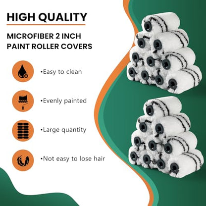 20 Pack 2 Inch Mini Paint Roller Cover, 3/8 Inch Nap - size: 2 Inch, 20 Pack