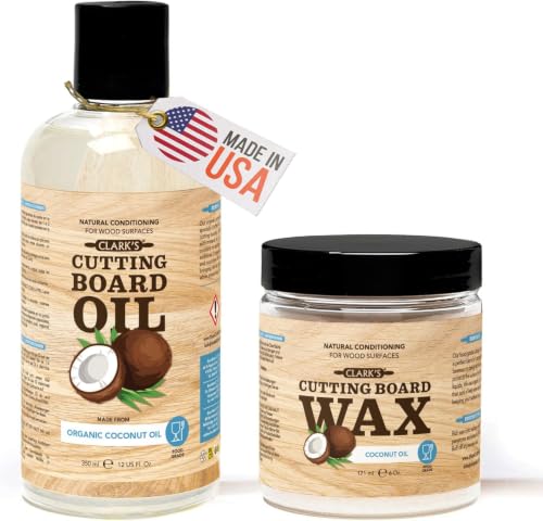 CLARK'S Cutting Board Oil & Wax Kit, Made of Organic Coconut Oil - Set of 2 - style: Coconut Oil Extracts