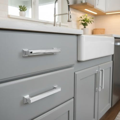 Alzassbg 5" Polished Chrome Cabinet Pulls and Handles 10 Pack, AL3071CP - color: Polished Chrome, size: 5" Hole Center