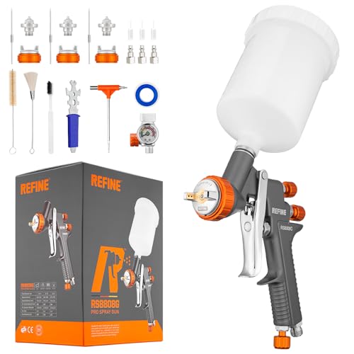 REFINE HVLP Air Spray Paint Gun Kit 1.4/1.8/2.0mm Nozzle & Air Regulator