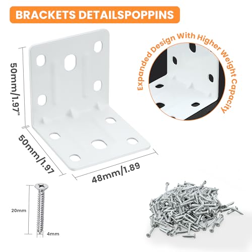Alise 30 Pack White 2x2in L Brackets Heavy Duty Metal for Wood Furniture - color: White, size: (30P) 2X2 inch