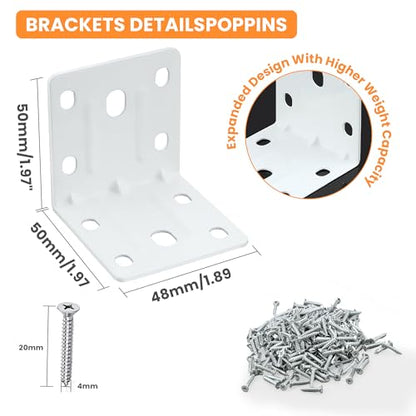 Alise 30 Pack White 2x2in L Brackets Heavy Duty Metal for Wood Furniture - color: White, size: (30P) 2X2 inch
