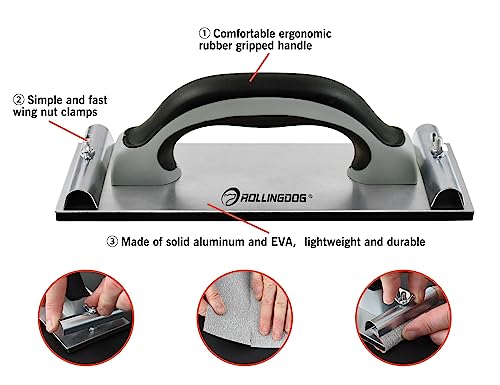ROLLINGDOG Hand Sander 9"x3"