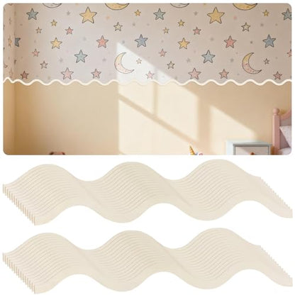Scalloped Wood Trim, 30 Pack Wave-Shaped Wood Trim, 15.75x1.77 inch - color: 15.75"x1.77" 30 Pack