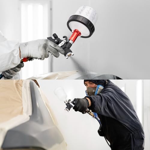 Mini HVLP Air Spray Gun with 200ML Disposable Paint Cups+125cc Plastic Cup - color: Black
