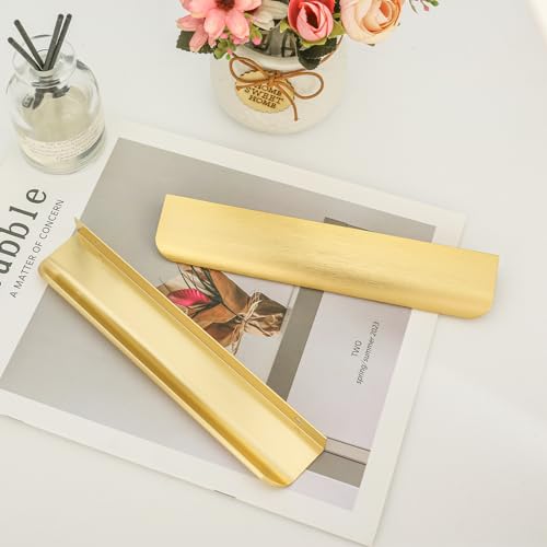 Malimali 10 Pack 7.87" Gold Edge Finger Pulls for Cabinets, Drawer Handles - color: Brushed Gold, size: 200mm/7.87" (10Pcs)