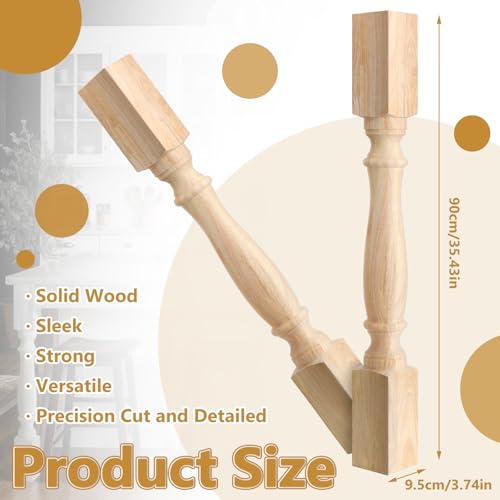 DoubleFill 2 Pcs Unfinished Kitchen Island Legs Wood Table Legs, Elegant - color: Elegant, size: 35.4" H X 3.7" W X 3.7" D