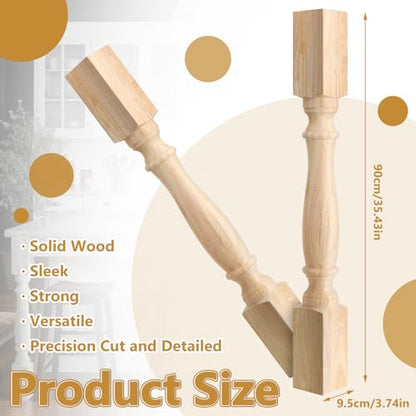 DoubleFill 2 Pcs Unfinished Kitchen Island Legs Wood Table Legs, Elegant - color: Elegant, size: 35.4" H X 3.7" W X 3.7" D