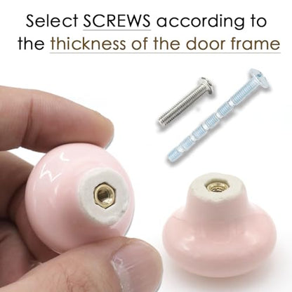 10-Pack Ceramic Cabinet Knobs Pink 32mm Round Drawer Pull - color: Pink
