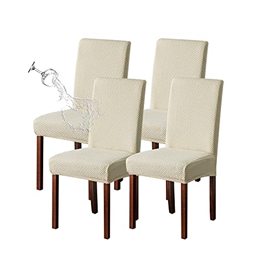 Genina Waterproof Chair Covers for Dining Room Chair Slipcovers Set of 4 - color: Beige, size: 14-18in Waterproof