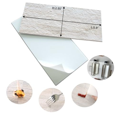 AULIGET 100-Piece Beige Slate Peel and Stick Backsplash Wall Tiles, 3" x 6" PVC Faux Stone Stick on Tile for Backsplash Kitchen, Bathroom, Laundry Room, Camper, Fireplace - color: Beige Slate