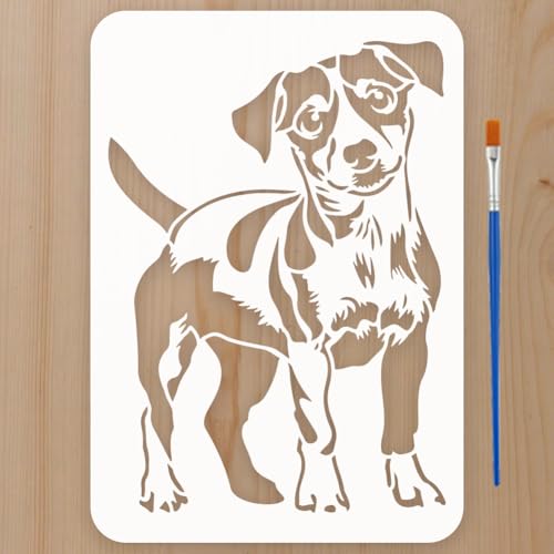 FINGERINSPIRE Puppy Stencils with a Brush 11.7x8.3Inch Chinese Little Dog Painting Stencils Cartoon Dog Pattern Stencil Animal Themes PET Template for Wood Floor Tile Wall Fabric Furniture DIY - color: Puppy