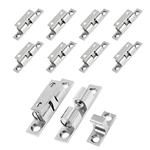 Uenhoy 10 Pcs Solid Brass Dual Ball Tension Latch 2" Silver Tone - color: Silver, size: 50mm, 10pcs