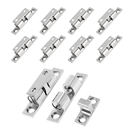 Uenhoy 10 Pcs Solid Brass Dual Ball Tension Latch 2" Silver Tone - color: Silver, size: 50mm, 10pcs