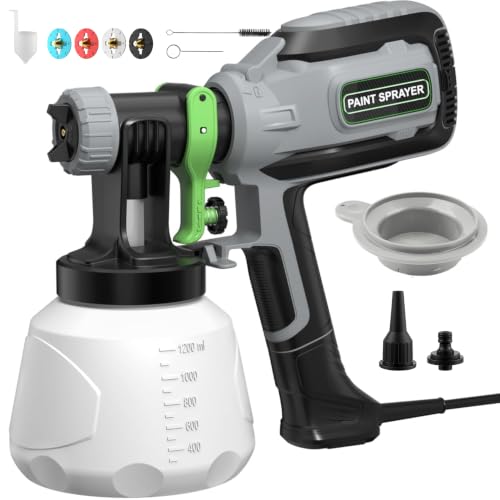 Paint Sprayer for House Painting, 4 Nozzles & 3 Spray Patterns - color: Dark Gray