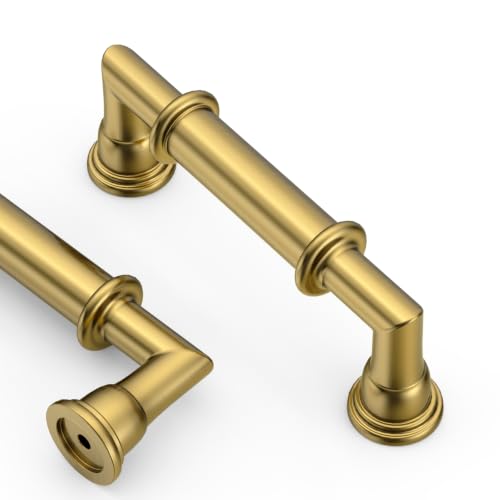 Asidrama 10 Pack 3 Inch(76mm) Vibrant Brushed Moderne Brass Cabinet Pulls Heavy-Duty Solid Kitchen Cabinet Handles Drawer Hardware for Bathrooms Cabinets 2281 - color: Vibrant Brushed Moderne Brass, size: 3" Hole Center