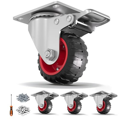 3" Swivel Caster Wheels,Casters Set of 4 Heavy Duty with Brakes - size: 3IN-4packs