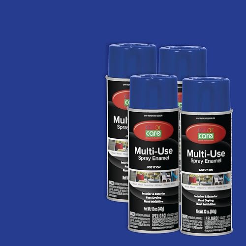 Spray Paint, 12 oz, 4-Pack (Gloss Dark Blue) – All-Purpose, Indoor & Outdoor, Rust Resistant, for Wood, Metal, Plastic & Masonry - color: Dark Blue