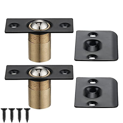JQK Closet Door Ball Catch Hardware, Stainless Steel Catch Adjustable with Strike Plate, Black Finish 8 Pack, HBC100-BK-P8 - color: Black, size: Standard 8 Pack