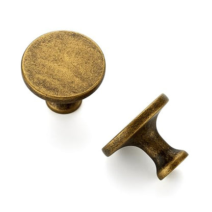 Ravinte Antique Brass Round Kitchen Cabinet Knobs Pulls 1-1/4 Inch 30 Pack - color: Antique Brass