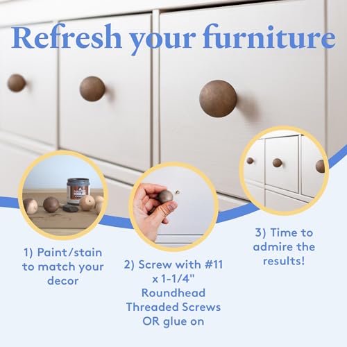 Unfinished Wood Ball Knobs 1 inch for Kitchen Cabinet Knobs, Drawer Knobs, Dresser Knobs and Crafts, Pack of 500, by Woodpeckers - size: 1 inch