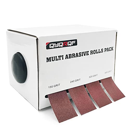 Emery Cloth Roll, 4 Grits Abrasive Sandpaper Rolls Assorted Sand Paper with Dispenser for Woodworking Automotive Metal Polishing, 150 240 320 400 Grits Per Roll 6 Meters - size: 4roll6m