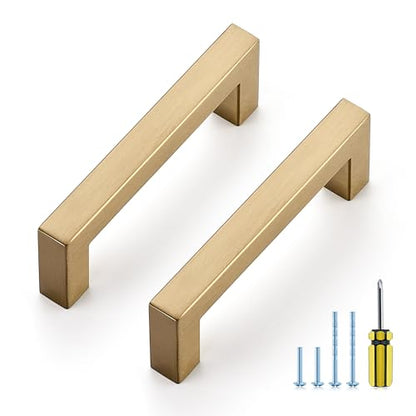 Ravinte Champagne Bronze Square Pulls Cabinet Handles,3-3/4 Inch,30 Pack - color: Champagne Bronze, size: 3-3/4 Inch Hole Center