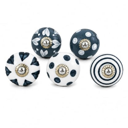 Ceramic Knobs: Cabinet & Furniture Knobs, Set of 10, Glossy White, 6 x 3.8 cm, Classic, Art Deco, Modern, Hand-painted, Ceramic, Light Blue - color: jazzy_f, size: 6 x 3.8 cm (Set of 10)