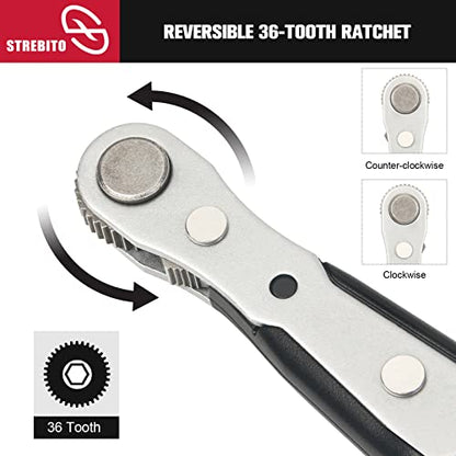 STREBITO Mini Ratchet Set, 22-Piece 1/4 Ratchet Right Angle Screwdriver - color: 22 in 1