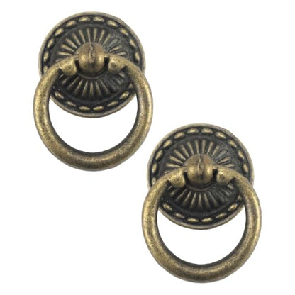 2Pcs Ring Pulls in Antique Bronze Finish, Hardware for Cabinets and Drawers (Bronze5) - color: Bronze5