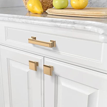 Amerdeco 10 Pack Champagne Bronze Cabinet Pulls 3 Inch(76mm) Hole Center Cabinet Hardware Kitchen Cabinet Handles for Bathroom Drawer Pulls Dresser Pulls ZH0001 - color: Champagne Bronze, size: 3" hole center, style: 10 Pack