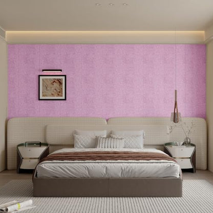 Yutianli 3D Wall Panel Peel and Stick Soundproof Foam Linen Wall Cloth Pink 16.7"x118" Self-Adhesive Decorative Wallpaper Anti-Collision Wall Padding - color: Pink