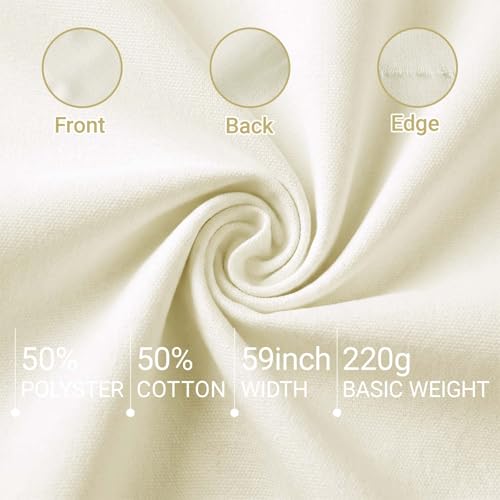 Beige Poly Cotton Water Resistant Canvas Fabric, 10 Yards, 59 Inch Wide - color: Beige, Water Resistant, size: 10 Yards