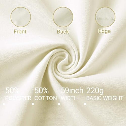 Beige Poly Cotton Water Resistant Canvas Fabric, 10 Yards, 59 Inch Wide - color: Beige, Water Resistant, size: 10 Yards