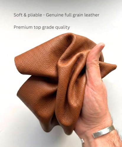 12'' x 24'' Genuine Full Grain Cowhide Leather Sheet — Soft Leather for Upholstery Repair, Handbags, Wallets, Sewing, Crafts, & DIY Projects — 1.1-1.3mm (3oz) Pre-Cut (Cognac Brown, 5 Pieces) - color: Cognac, size: 5 Pieces